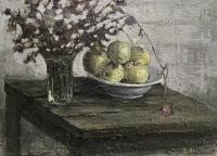 Still life with flowers and apples
